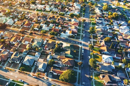 Aerial view of a Texas neighborhood